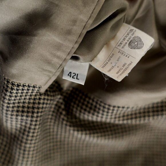 Hart Schaffner Marx Parisian Tweed Wool Houndstooth Black Tan Sport‎ Coat 42L - Picture 13 of 16